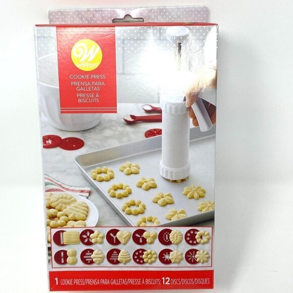 Wilton Cookie Press Set, 13-Piece Kit with Spritz Cookie Press & Discs - Picture 3 of 10